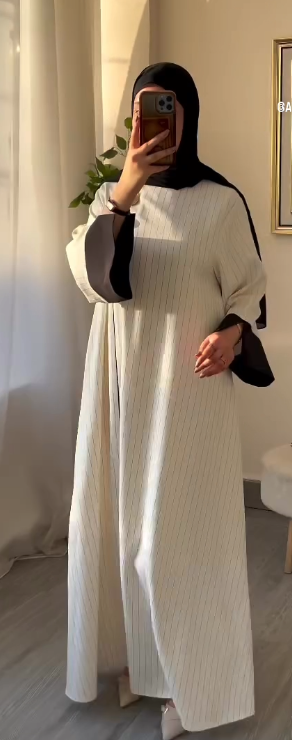 Abaya Élégance Rayée Premium