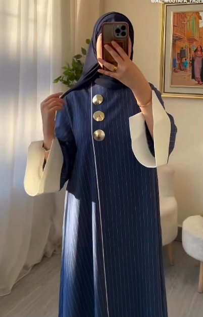 Abaya Élégance Rayée Premium